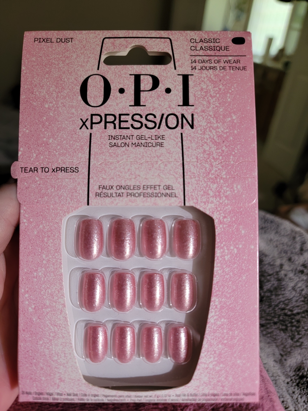 OPI Pink Shimmer xPRESS/ON Instant Gel-Like Press-On Nails